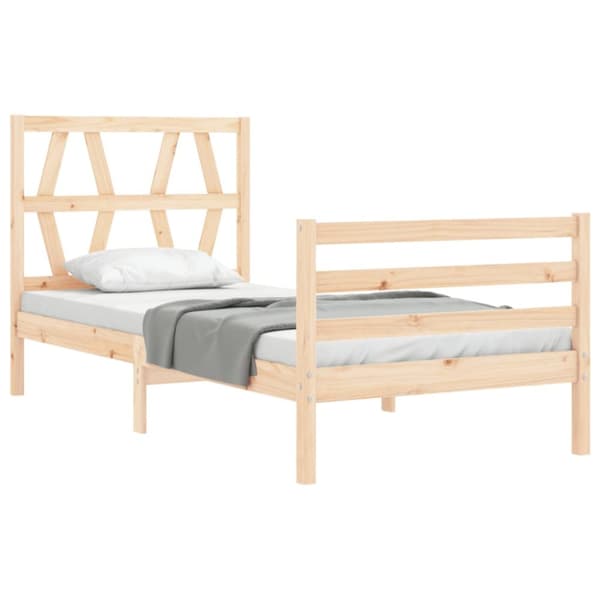 Sengeramme med sengegavl 90x200 cm massivt træ - Sengeramme - Sengerammer - Home & Living