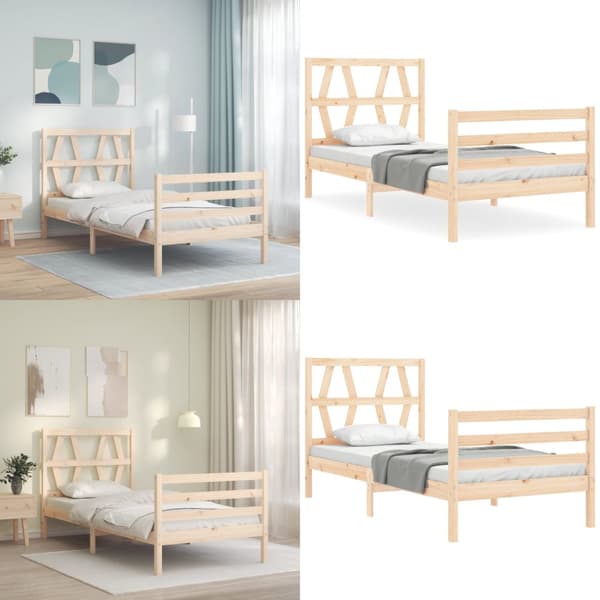 Sengeramme med sengegavl 90x200 cm massivt træ - Sengeramme - Sengerammer - Home & Living
