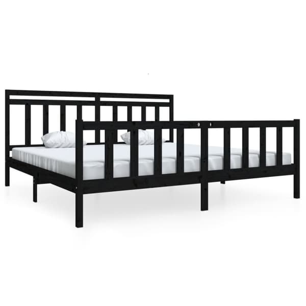 Sengeramme 200x200 cm massivt træ sort - Sengeramme - Sengerammer - Home & Living
