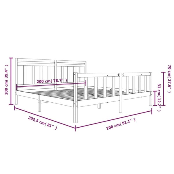 Sengeramme 200x200 cm massivt træ sort - Sengeramme - Sengerammer - Home & Living