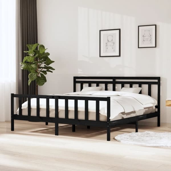 Sengeramme 200x200 cm massivt træ sort - Sengeramme - Sengerammer - Home & Living