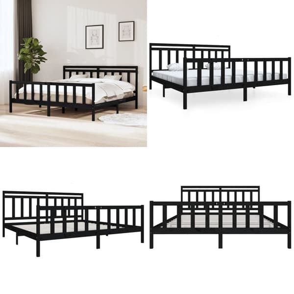Sengeramme 200x200 cm massivt træ sort - Sengeramme - Sengerammer - Home & Living