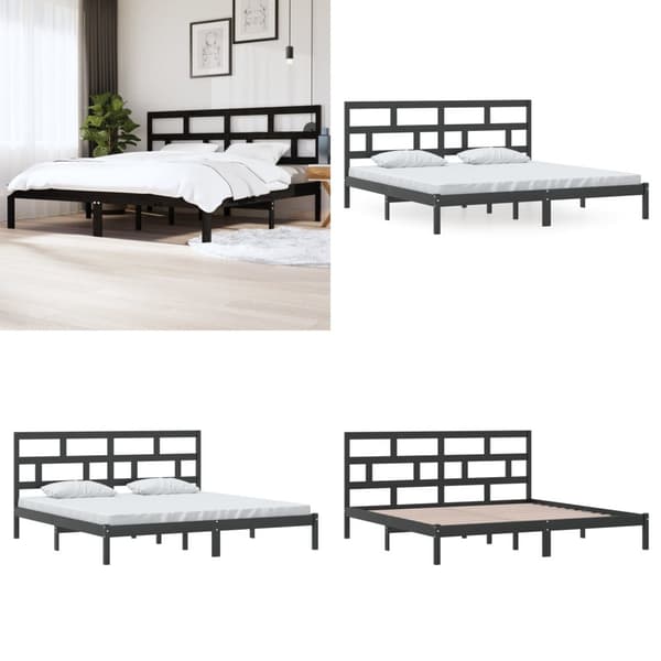 Sengeramme 200x200 cm massivt fyrretræ sort - Sengeramme - Sengerammer - Home & Living