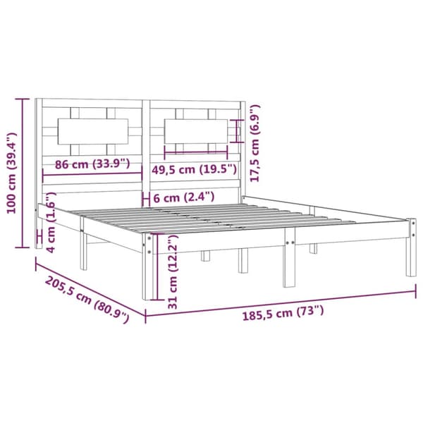 Sengeramme 180x200 cm Super King massivt fyrretræ grå - Sengestel - Sengeramme - Home & Living