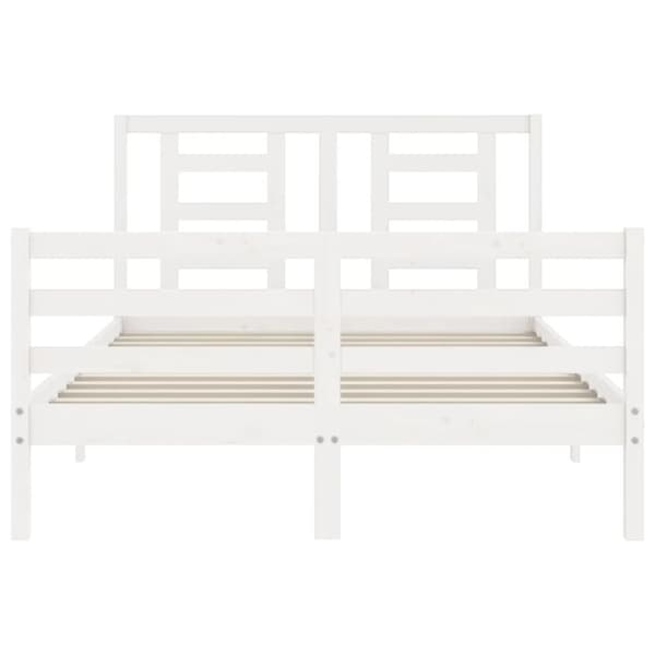 Sengeramme med sengegavl 140x200 cm massivt træ hvid - Sengeramme - Sengerammer - Home & Living