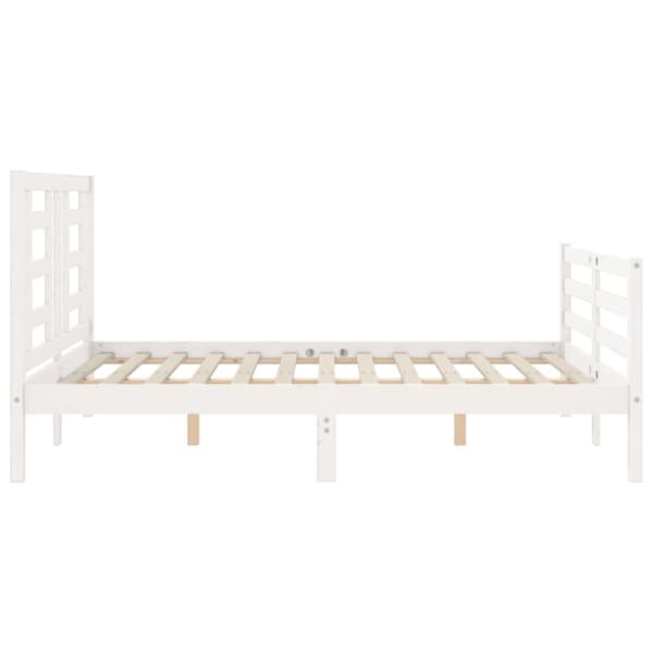 Sengeramme med sengegavl 140x200 cm massivt træ hvid - Sengeramme - Sengerammer - Home & Living