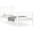 Miniatyrbillede 3 af 11: Sengeramme med sengegavl 90x200 cm massivt træ hvid - Sengeramme - Sengerammer - Home & Living