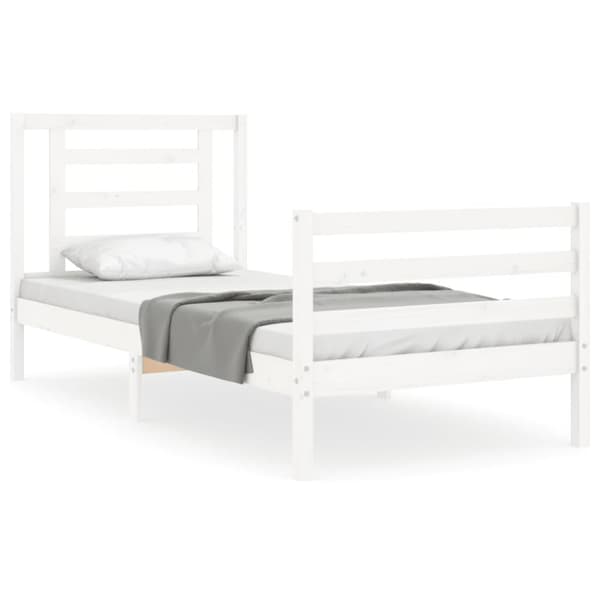 Sengeramme med sengegavl 90x200 cm massivt træ hvid - Sengeramme - Sengerammer - Home & Living