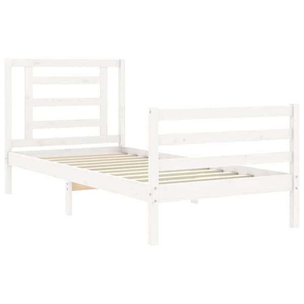 Sengeramme med sengegavl 90x200 cm massivt træ hvid - Sengeramme - Sengerammer - Home & Living