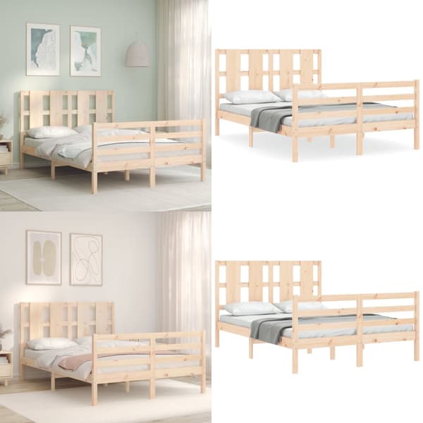 Sängynrunko päädyllä Small Double täysi puu - Sängynrunko - Sängynrungot - Home & Living