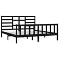 Miniatyrbillede 5 af 9: Sengeramme 200x200 cm massivt fyrretræ sort - Sengeramme - Sengerammer - Home & Living
