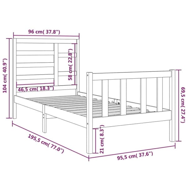 Sängram massivt trä 90x190 cm - Sängram - Sängramar - Home & Living