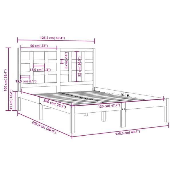 Sengeramme 120x200 cm massivt træ - Sengeramme - Sengerammer - Home & Living