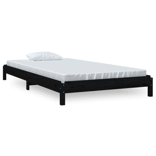 Pinottava sänky musta 90x200 cm täysi mänty - Pinottava Sänky - Pinottavat Sängyt - Home & Living