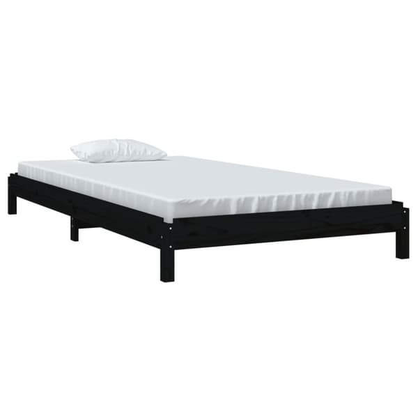 Pinottava sänky musta 90x200 cm täysi mänty - Pinottava Sänky - Pinottavat Sängyt - Home & Living