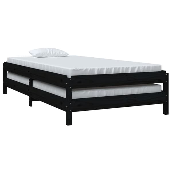 Pinottava sänky musta 90x200 cm täysi mänty - Pinottava Sänky - Pinottavat Sängyt - Home & Living