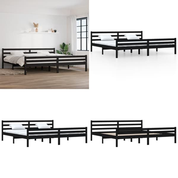Sengeramme 200x200 cm massivt træ sort - Sengeramme - Sengerammer - Home & Living