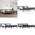 Miniatyrbillede 1 af 11: Sengeramme 200x200 cm massivt træ sort - Sengeramme - Sengerammer - Home & Living