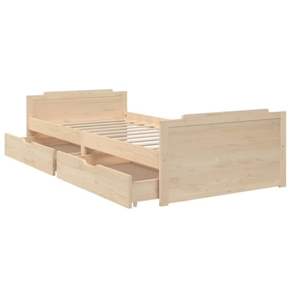 Sengeramme med skuffer 90x200 cm massivt fyrretræ - Sengeramme - Sengerammer - Home & Living