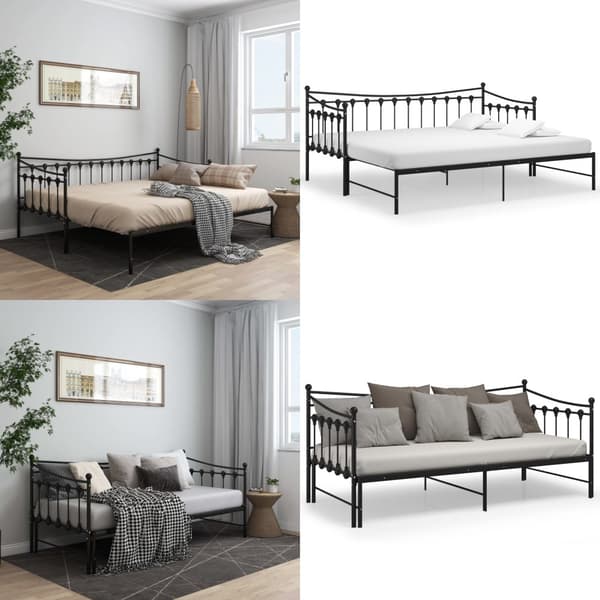 Utdragbar sängram bäddsoffa svart metall 90x200 cm - Bäddsoffa - Bäddsoffor - Home & Living