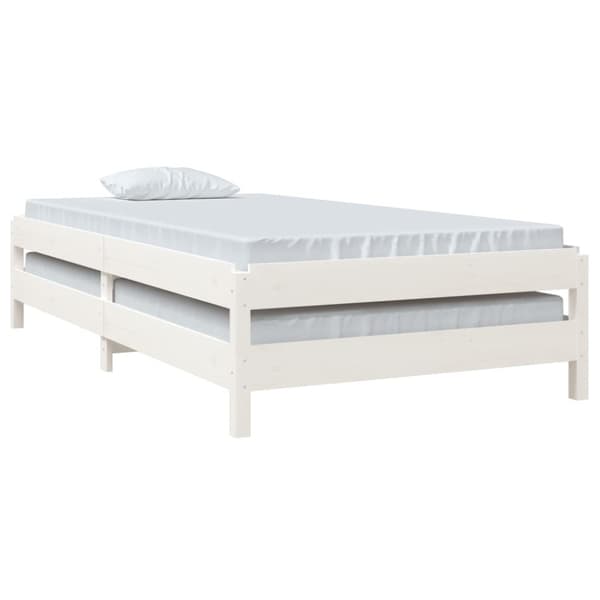 Stabelbar seng 90x200 cm massivt fyrretræ hvid - Stabelbar Seng - Stabelbare Senge - Home & Living