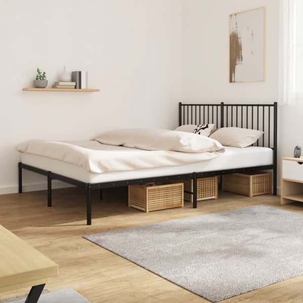 Sengeramme med sengegavl 160x200 cm metal sort - Sengestel - Sengeramme - Home & Living
