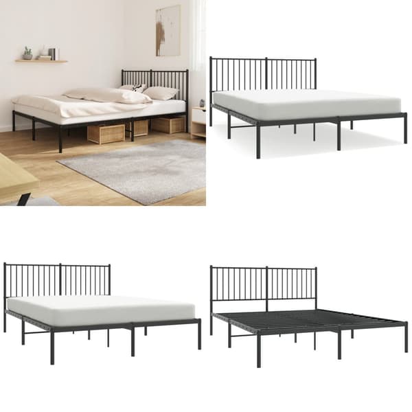Sengeramme med sengegavl 160x200 cm metal sort - Sengestel - Sengeramme - Home & Living