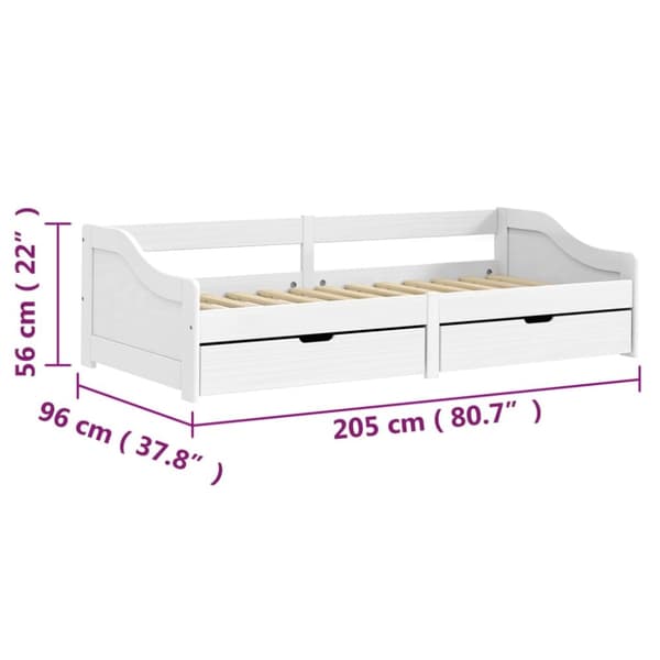 Dagbädd med 2 lådor IRUN vit 90x200 cm massiv furu - Bäddsoffa - Bäddsoffor - Home & Living