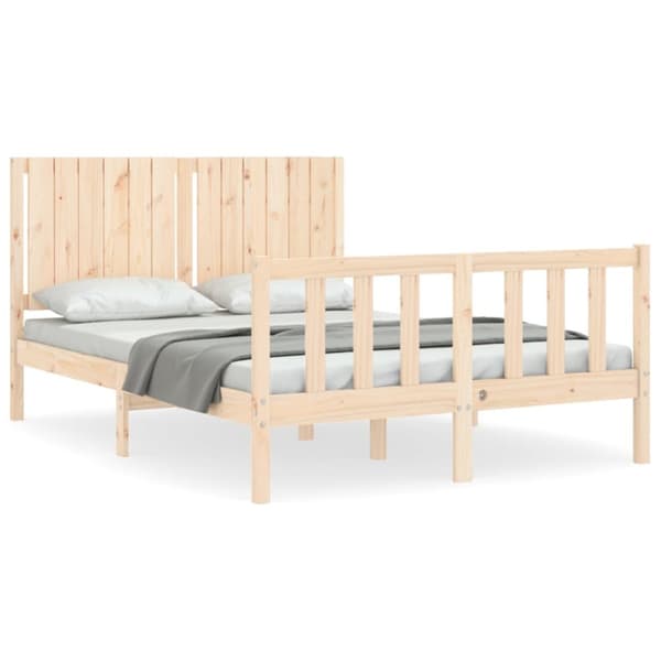 Sengeramme med sengegavl 140x200 cm massivt træ hvid - Sengeramme - Sengerammer - Home & Living