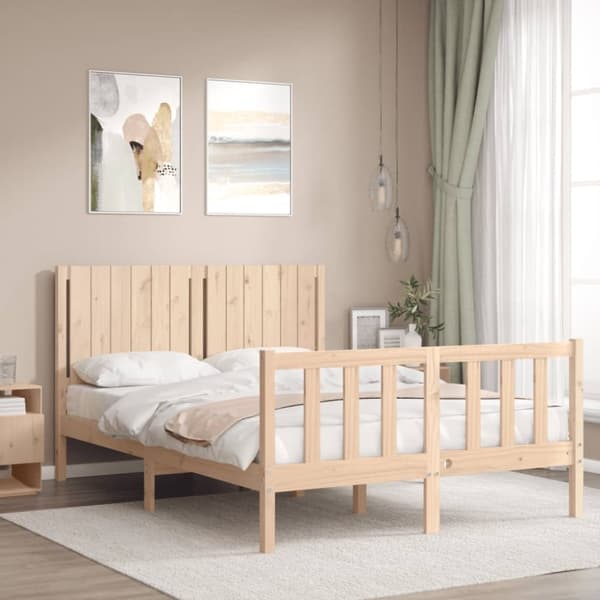 Sengeramme med sengegavl 140x200 cm massivt træ hvid - Sengeramme - Sengerammer - Home & Living