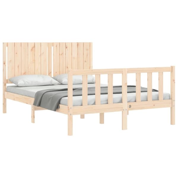 Sengeramme med sengegavl 140x200 cm massivt træ hvid - Sengeramme - Sengerammer - Home & Living