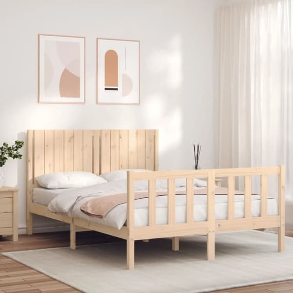 Sengeramme med sengegavl 140x200 cm massivt træ hvid - Sengeramme - Sengerammer - Home & Living