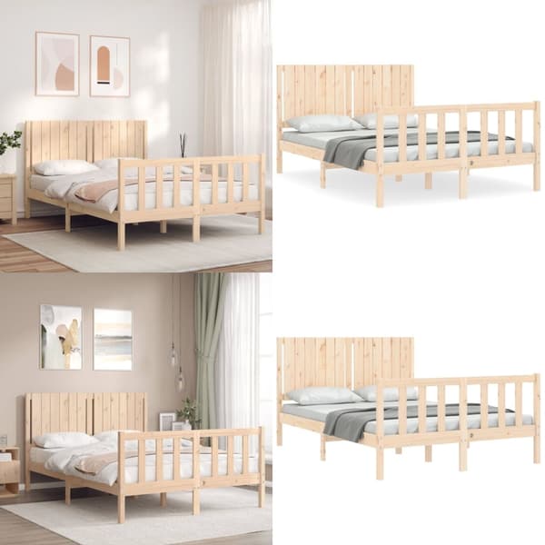 Sengeramme med sengegavl 140x200 cm massivt træ hvid - Sengeramme - Sengerammer - Home & Living