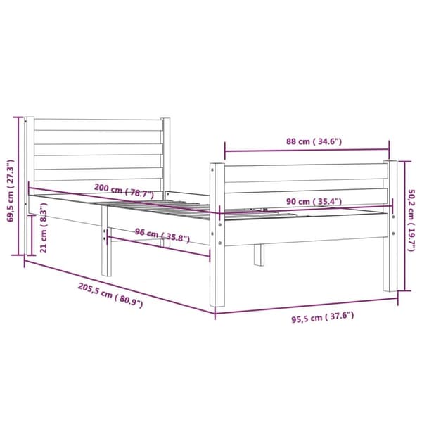 Sengeramme 90x200 cm massivt træ - Sengeramme - Sengerammer - Home & Living