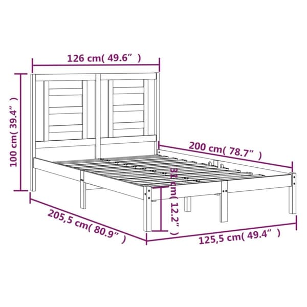 Sengeramme 120x200 cm massivt fyrretræ - Sengeramme - Sengerammer - Home & Living