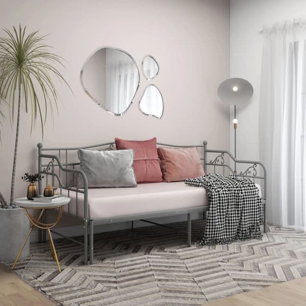 Utdragbar sängram bäddsoffa grå metall 90x200 cm - Bäddsoffa - Bäddsoffor - Home & Living