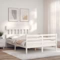 Miniatyrbillede 4 af 11: Sengeramme med sengegavl 140x190 cm massivt træ hvid - Sengeramme - Sengerammer - Home & Living