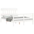 Miniatyrbillede 5 af 11: Sengeramme med sengegavl 140x190 cm massivt træ hvid - Sengeramme - Sengerammer - Home & Living