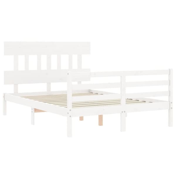 Sengeramme med sengegavl 140x190 cm massivt træ hvid - Sengeramme - Sengerammer - Home & Living