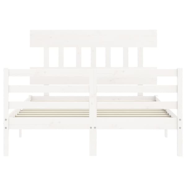 Sengeramme med sengegavl 140x190 cm massivt træ hvid - Sengeramme - Sengerammer - Home & Living