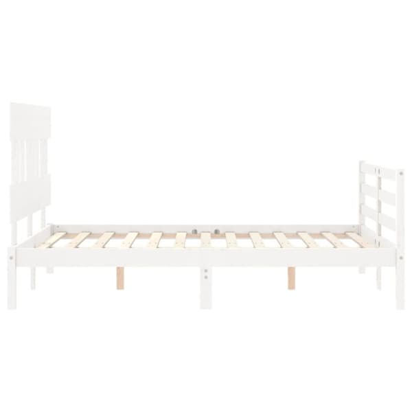 Sengeramme med sengegavl 140x190 cm massivt træ hvid - Sengeramme - Sengerammer - Home & Living