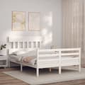 Miniatyrbillede 2 af 11: Sengeramme med sengegavl 140x190 cm massivt træ hvid - Sengeramme - Sengerammer - Home & Living