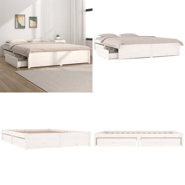 Sengeramme med skuffer 140x190 cm dobbelt hvid - Sengeramme - Sengerammer - Home & Living
