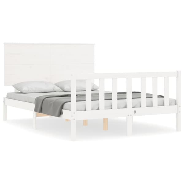 Sengeramme med sengegavl 120x200 cm massivt træ hvid - Sengeramme - Sengerammer - Home & Living