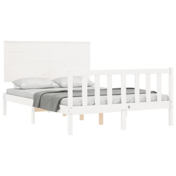 Sengeramme med sengegavl 120x200 cm massivt træ hvid - Sengeramme - Sengerammer - Home & Living