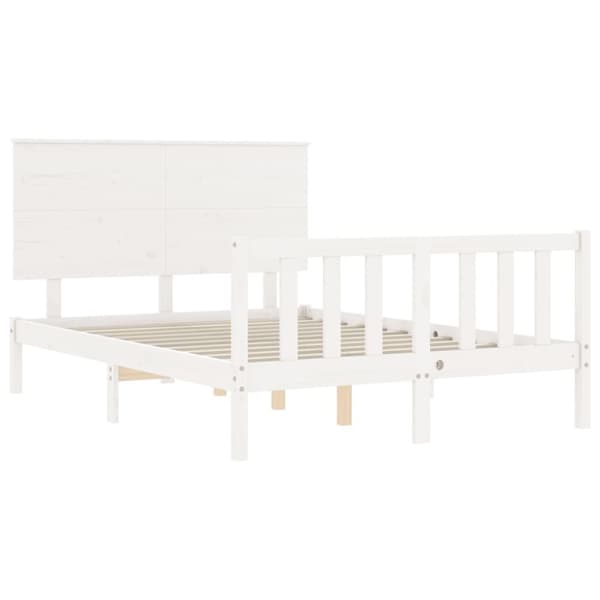 Sengeramme med sengegavl 120x200 cm massivt træ hvid - Sengeramme - Sengerammer - Home & Living