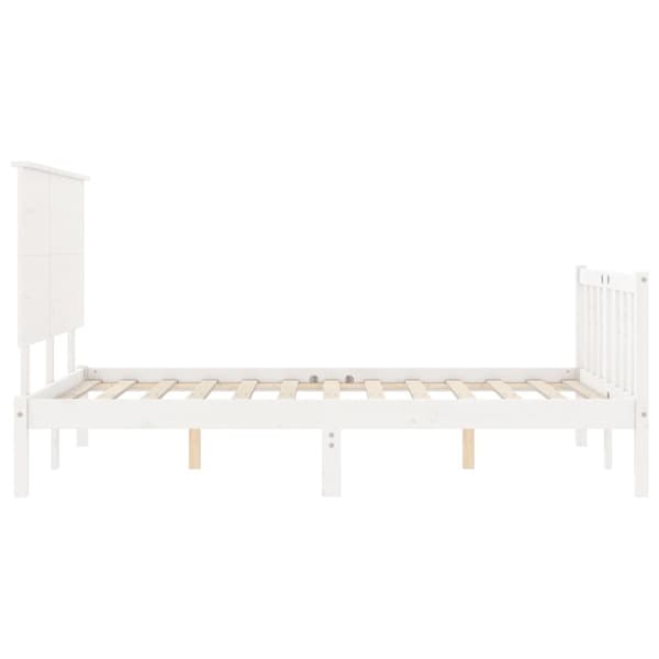 Sengeramme med sengegavl 120x200 cm massivt træ hvid - Sengeramme - Sengerammer - Home & Living