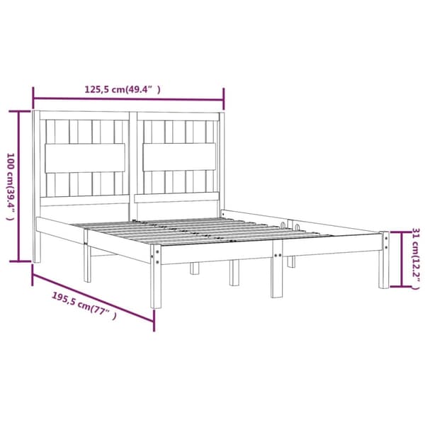 Sengestel 120x190 cm Small Double massivt fyrretræ hvid - Sengestel - Sengeramme - Home & Living