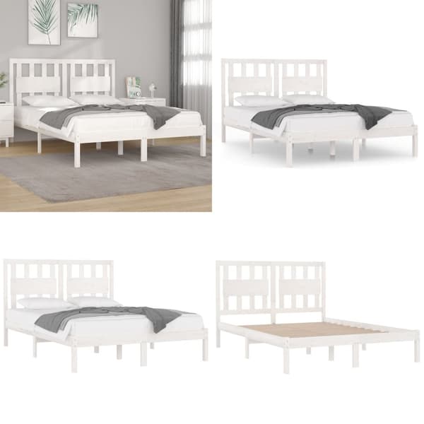 Sengestel 120x190 cm Small Double massivt fyrretræ hvid - Sengestel - Sengeramme - Home & Living