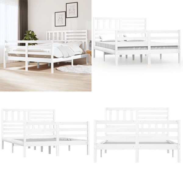 Sängram vit massivt trä 120x200 cm enkelsäng - Sängram - Sängramar - Home & Living